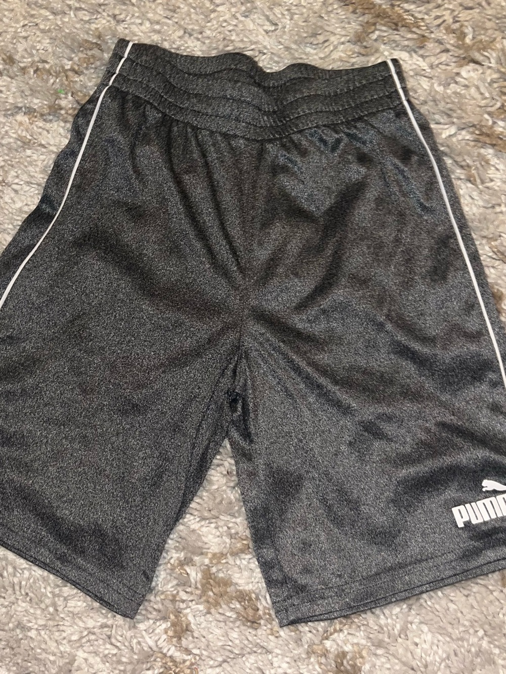 Puma Black Boys' Athletic Shorts with White Piping